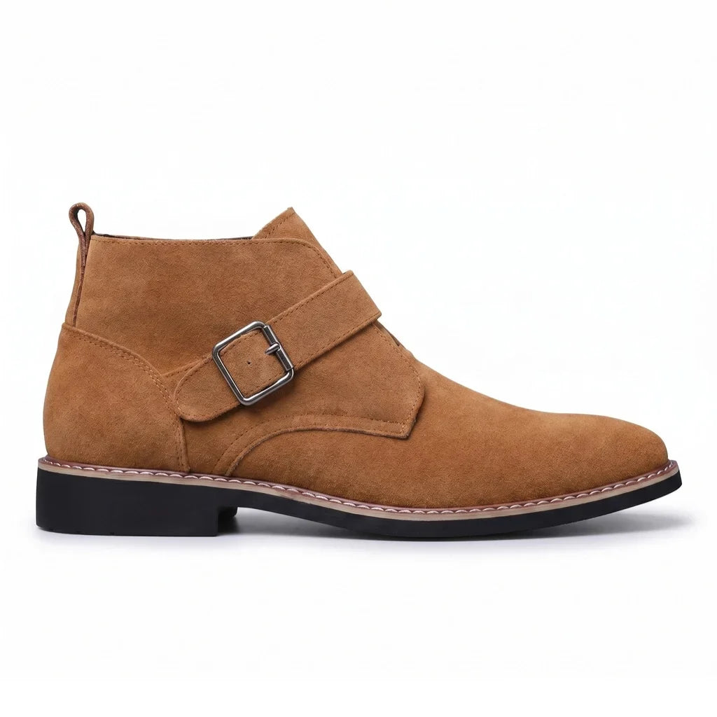 Suede Monk Strap Boots with Cushioned Insole and Grippy Outsole 1