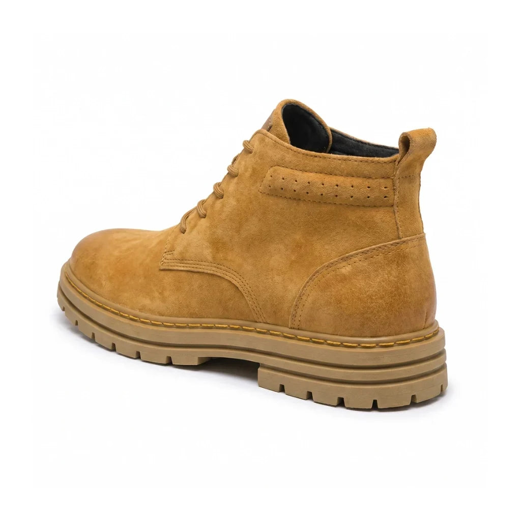Textured Leather Lace-Up Work Boots for Men with Cushioned Insole 3