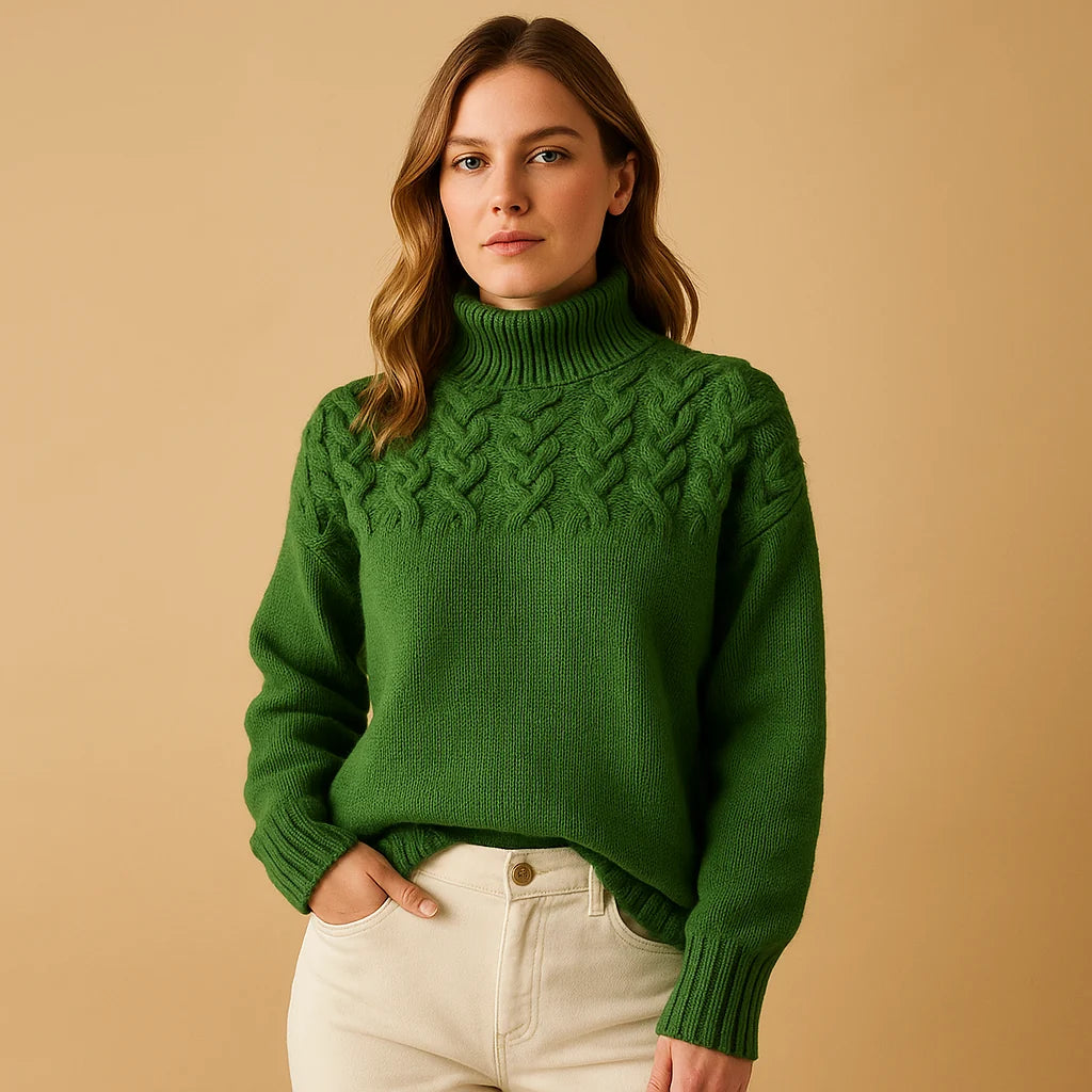 Women's Oversized Long Knit Turtleneck Sweater with Relaxed Fit 2