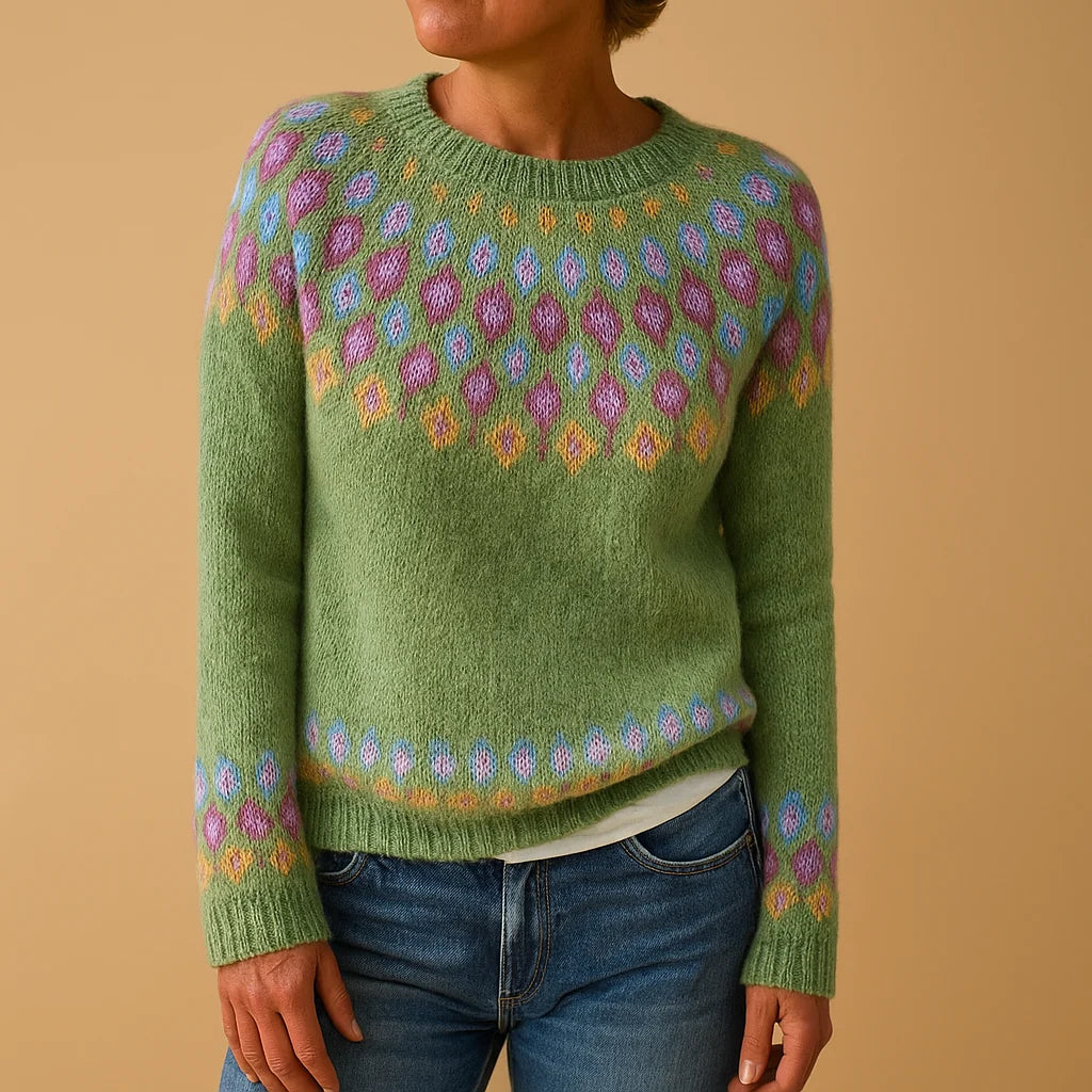 Wool Blend Women's Sweater with Unique Print for Comfort and Style 0