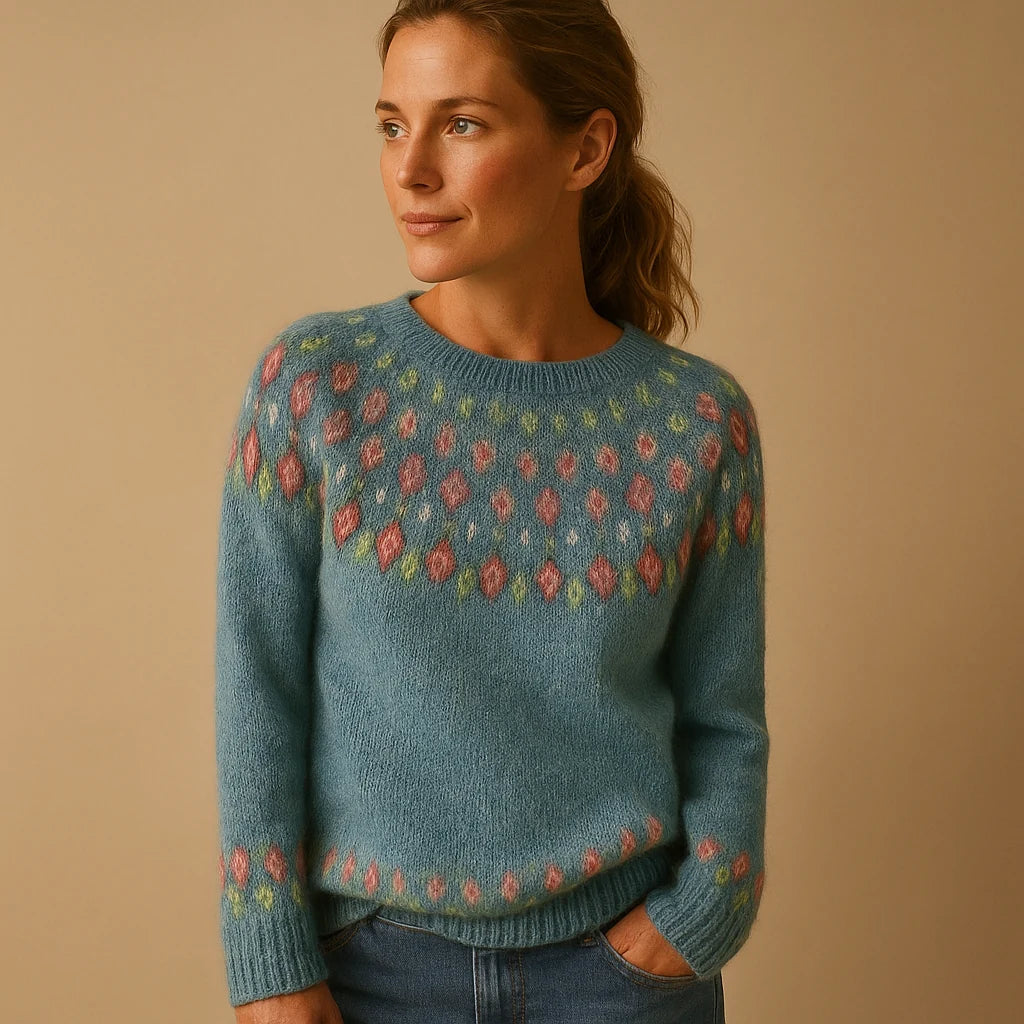Wool Blend Women's Sweater with Unique Print for Comfort and Style 1