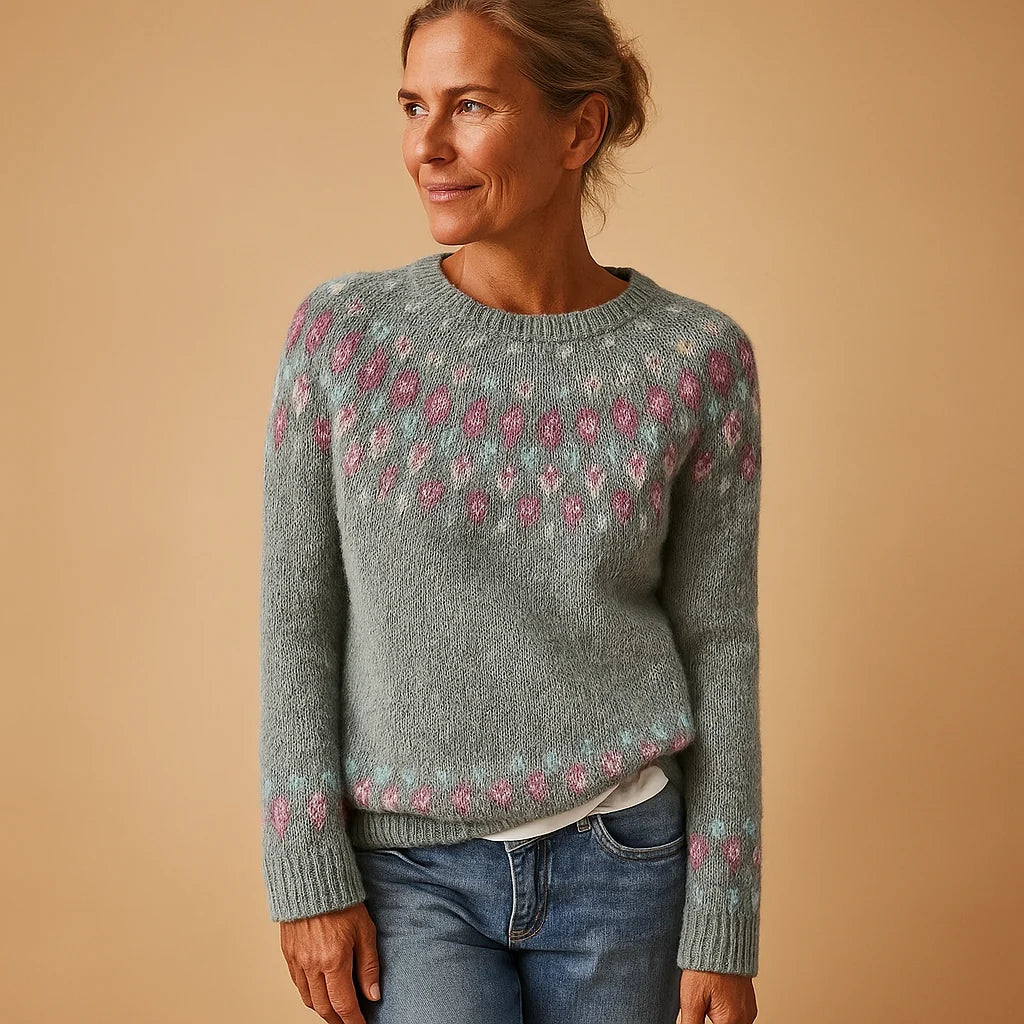 Wool Blend Women's Sweater with Unique Print for Comfort and Style 2
