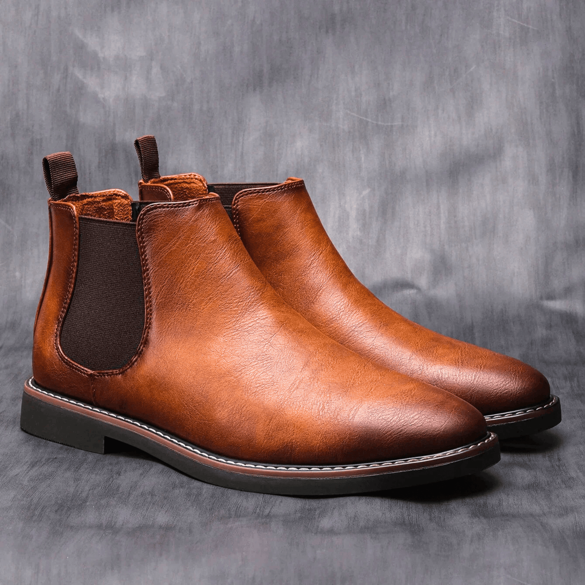 Leather Elastic Panel Chelsea Boots