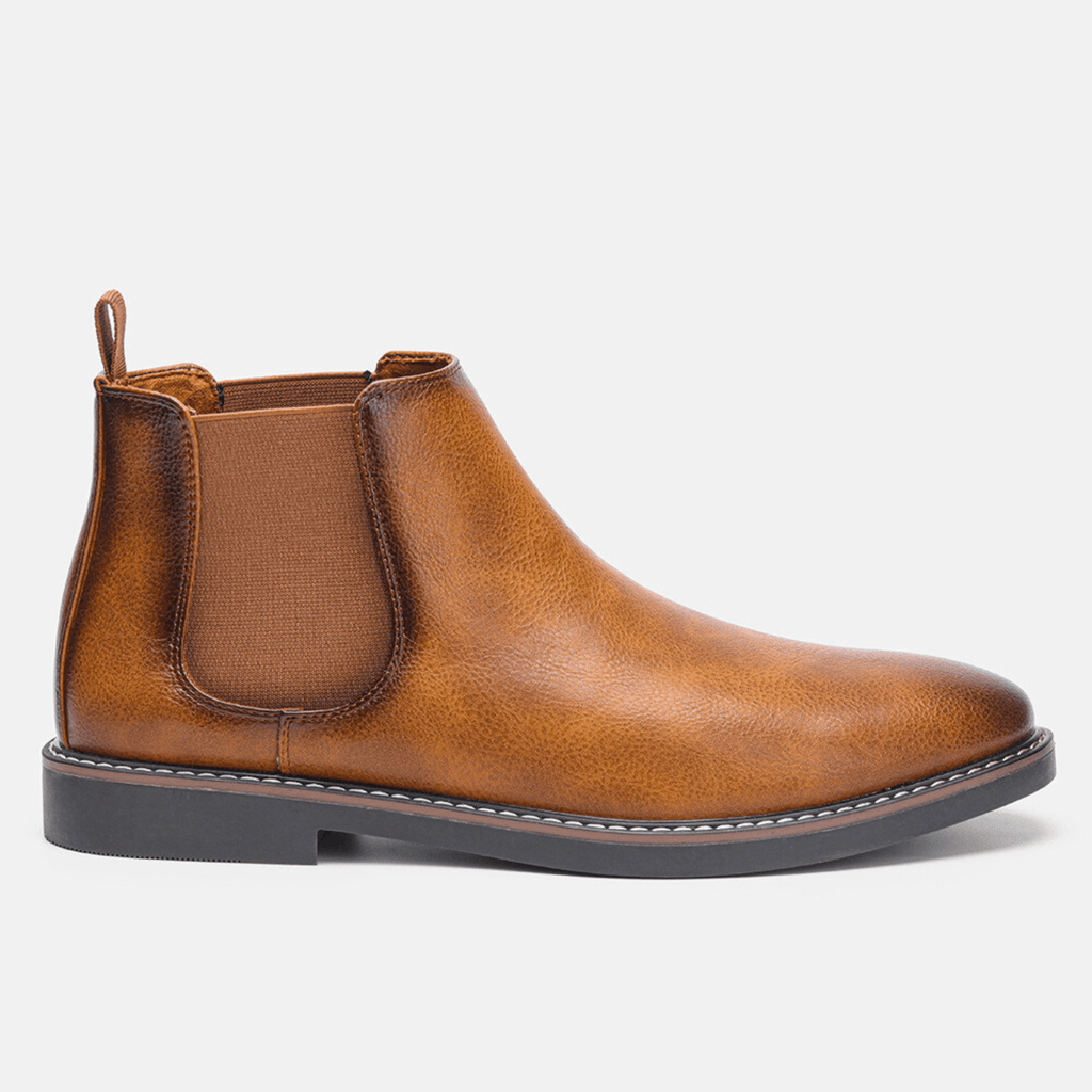 Leather Elastic Panel Chelsea Boots
