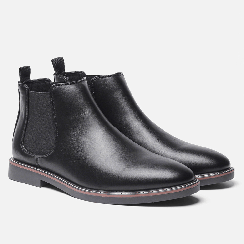 Leather Elastic Panel Chelsea Boots