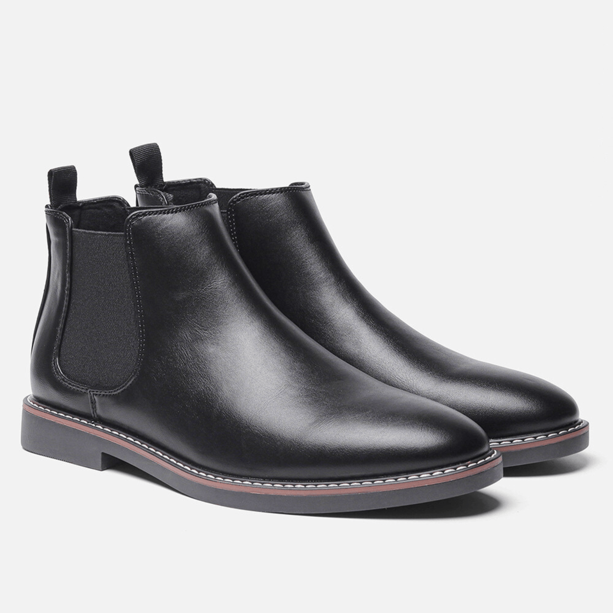 Leather Elastic Panel Chelsea Boots