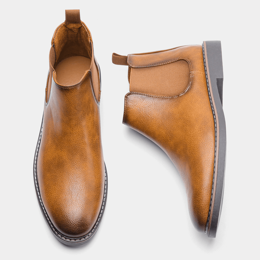 Leather Elastic Panel Chelsea Boots