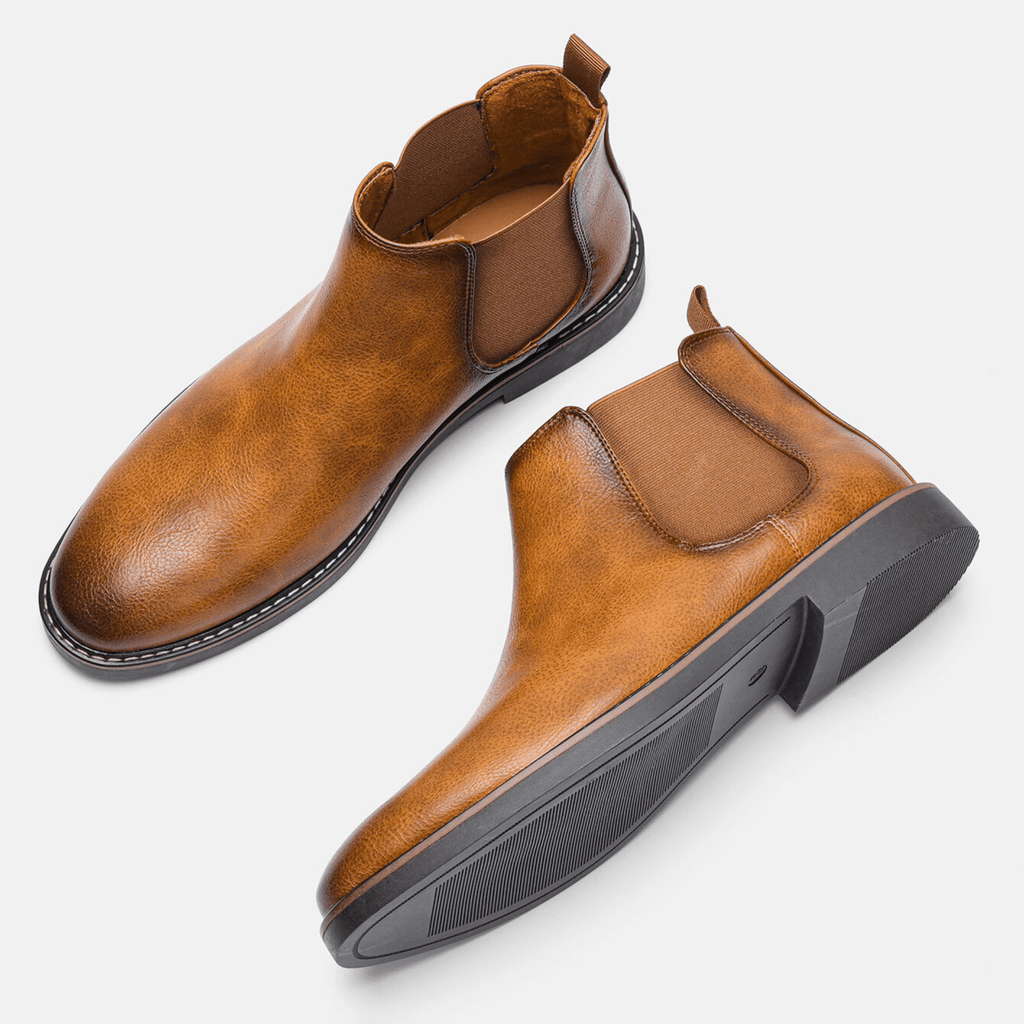 Leather Elastic Panel Chelsea Boots