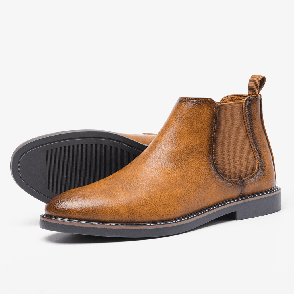 Leather Elastic Panel Chelsea Boots