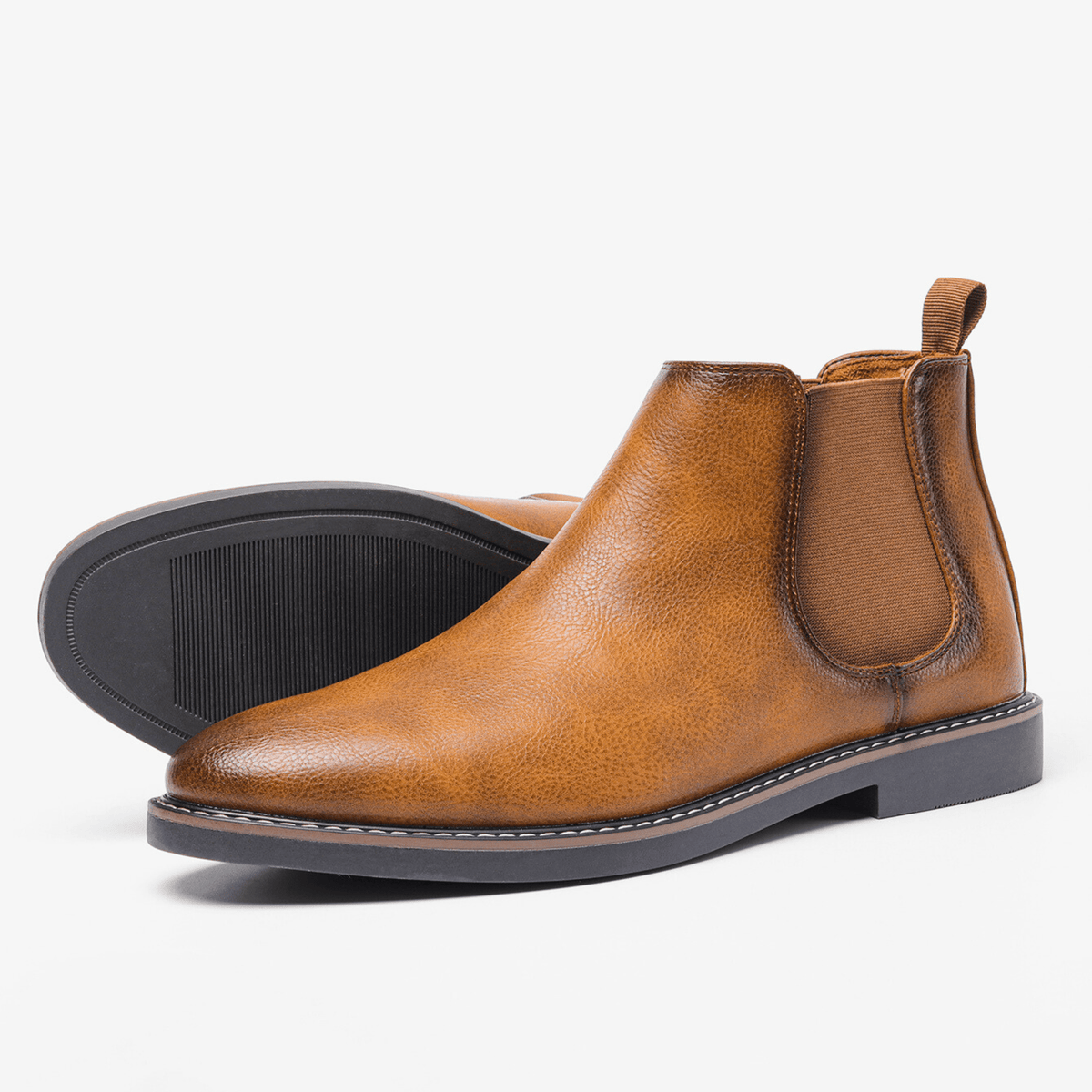 Leather Elastic Panel Chelsea Boots