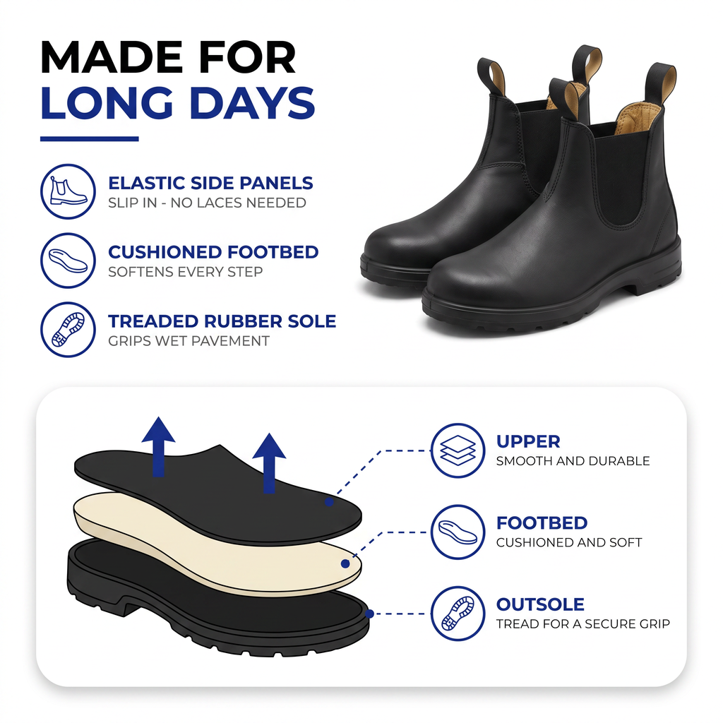 Slip-On Chelsea Boots with Padded Collar