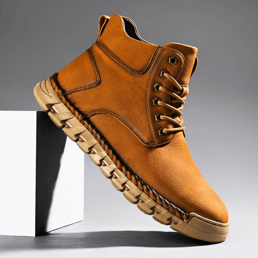 Leather Ankle Boots with Padded Collar