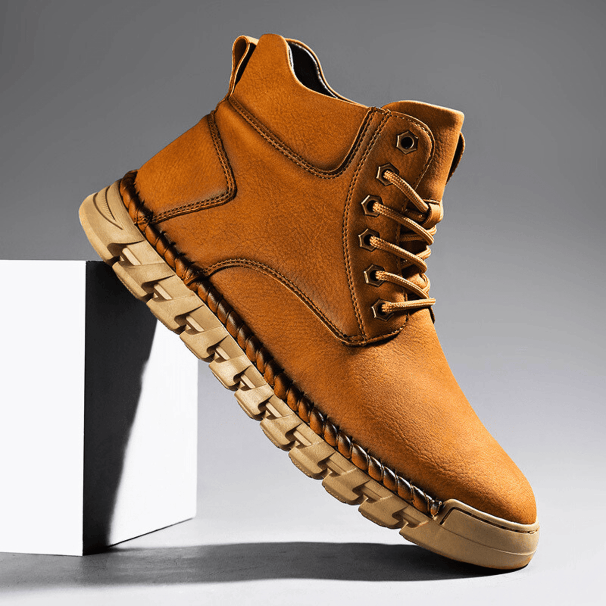Leather Ankle Boots with Padded Collar