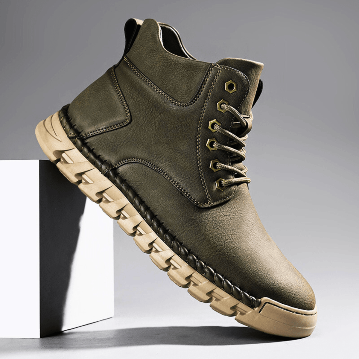 Leather Ankle Boots with Padded Collar