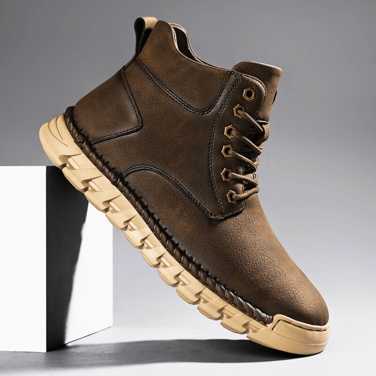 Leather Ankle Boots with Padded Collar