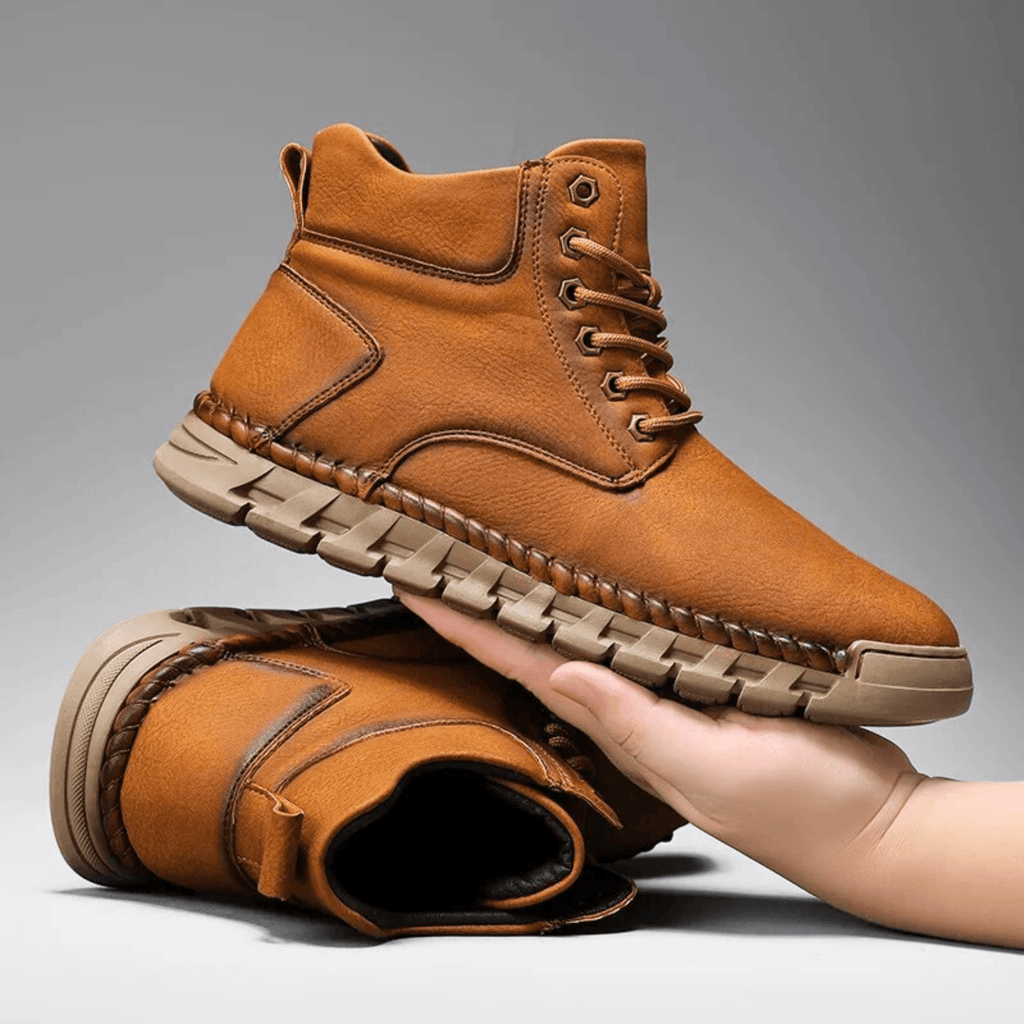 Leather Ankle Boots with Padded Collar