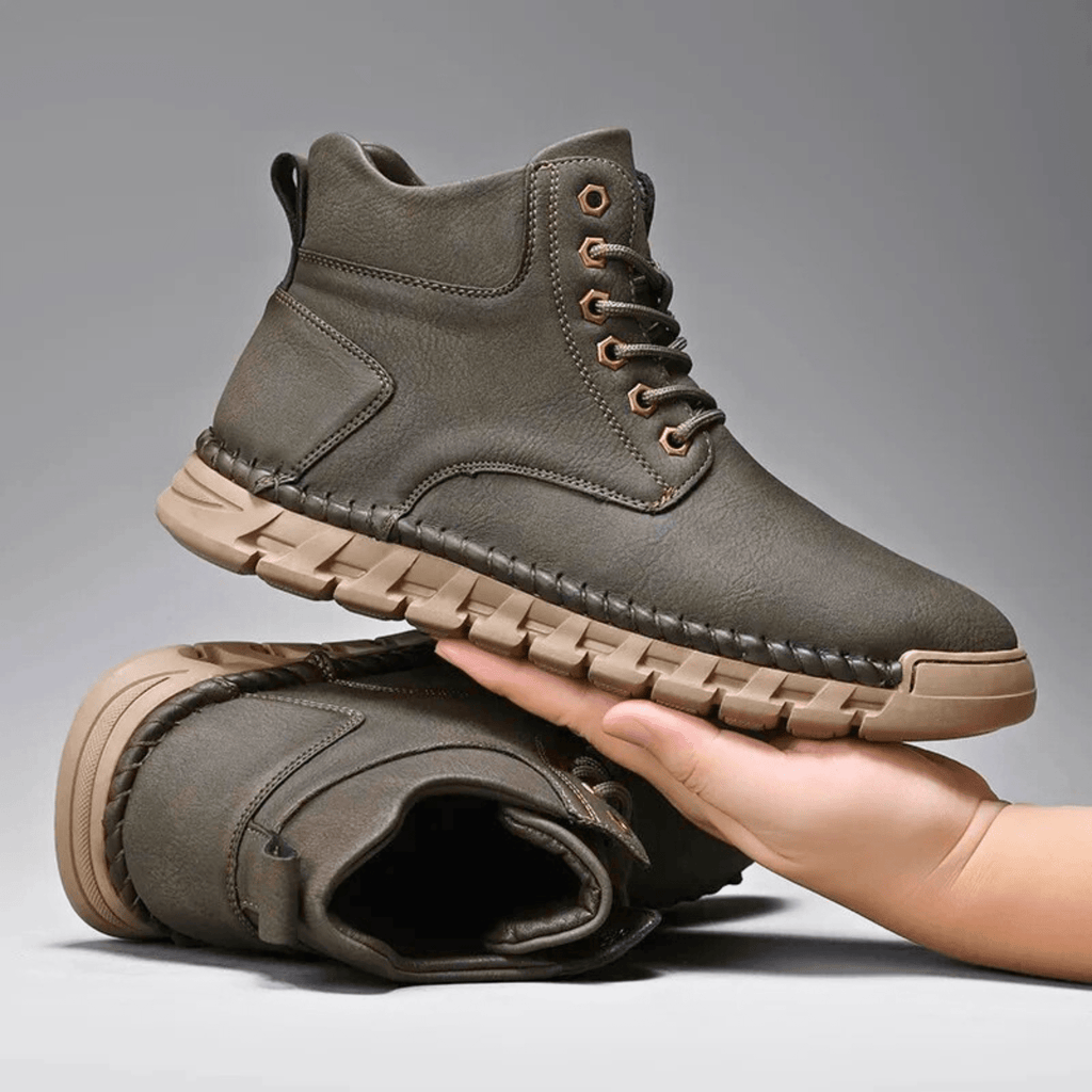 Leather Ankle Boots with Padded Collar