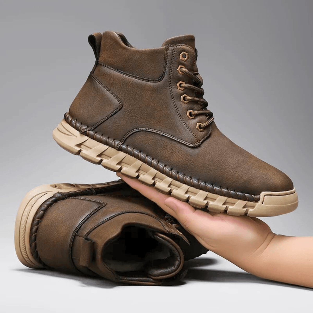 Leather Ankle Boots with Padded Collar