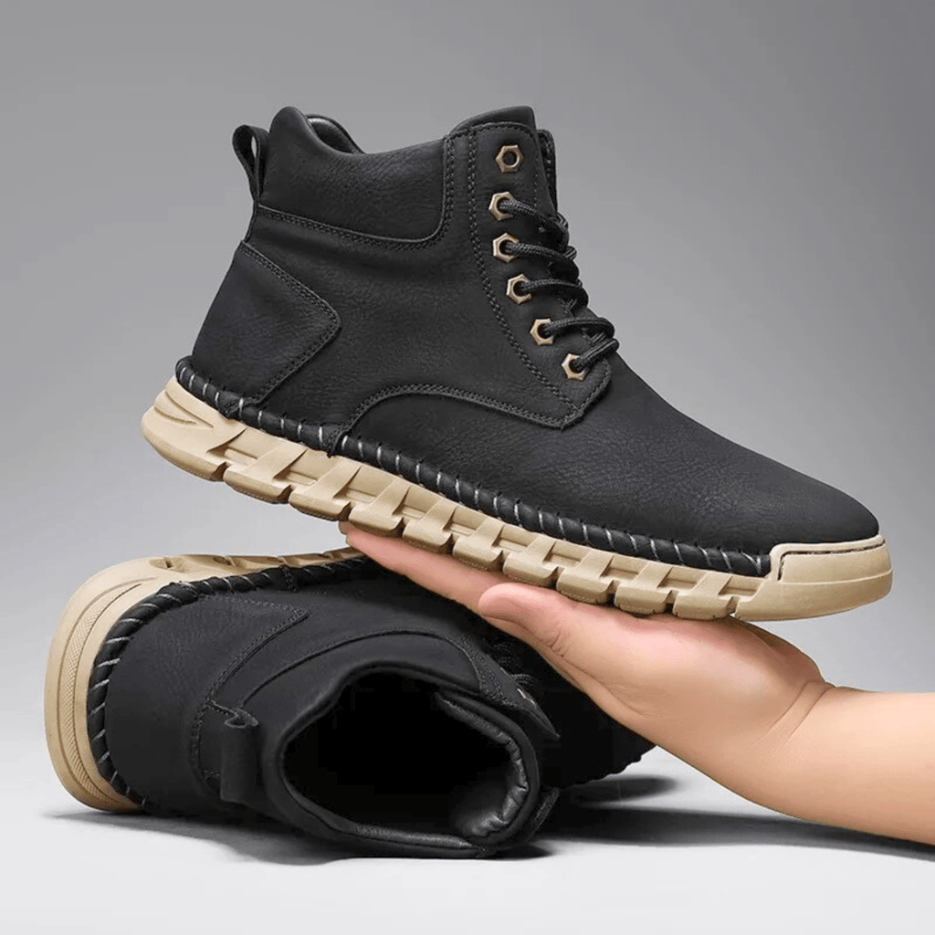Leather Ankle Boots with Padded Collar