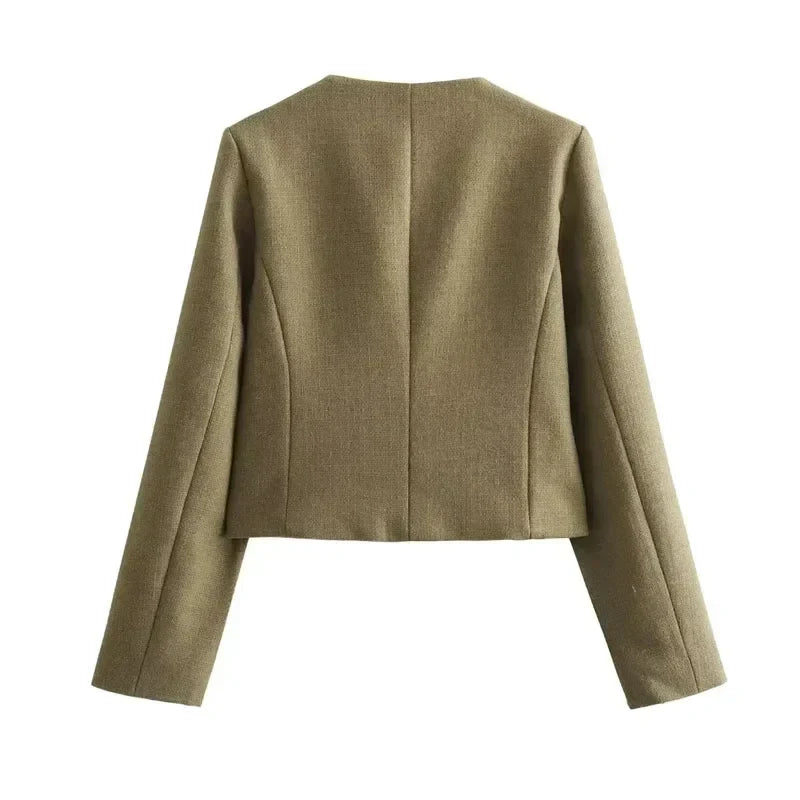 Tailored Cropped Button Bomber