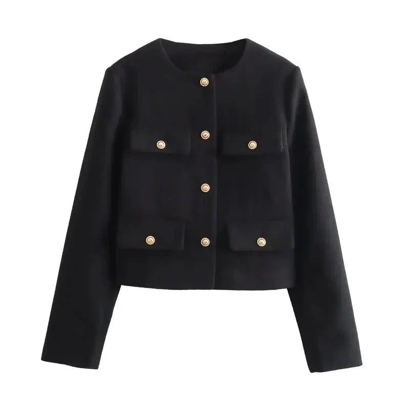 Tailored Cropped Button Bomber