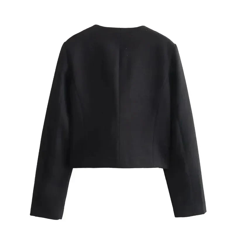 Tailored Cropped Button Bomber