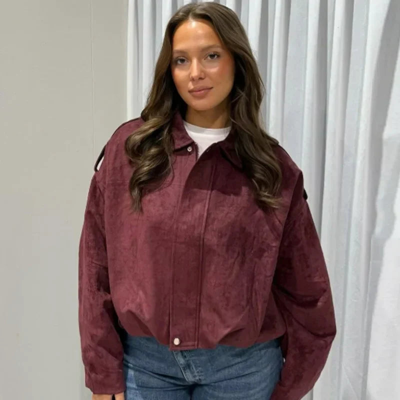 Relaxed Cropped Zip-Up Bomber