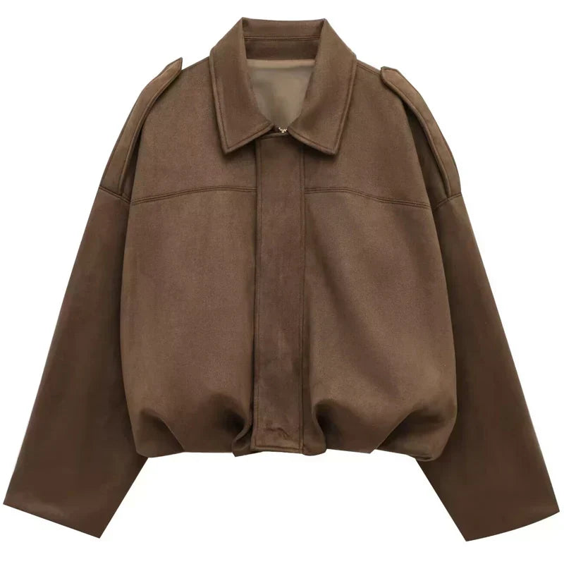 Relaxed Cropped Zip-Up Bomber