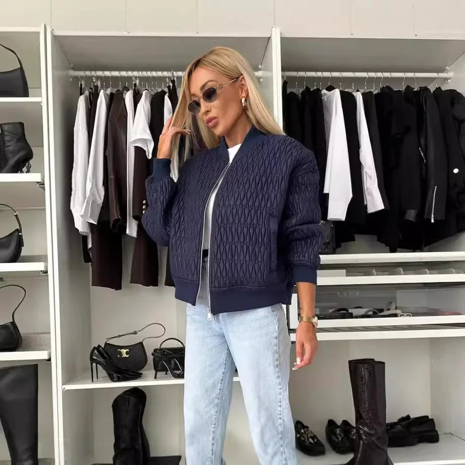 Quilted Zip-Up Bomber