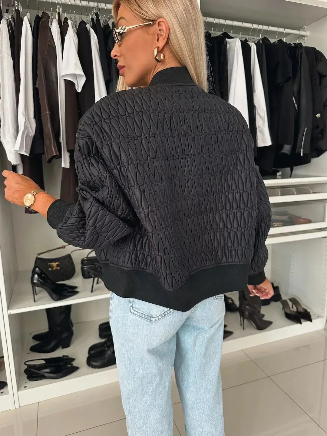 Quilted Zip-Up Bomber