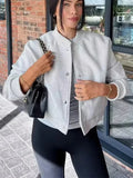 Cropped Button-Front Bomber