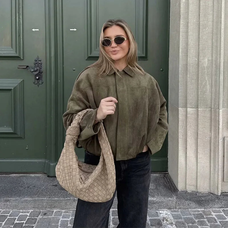Oversized Cropped Bomber