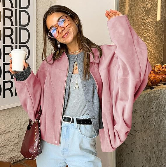 Oversized Cropped Bomber