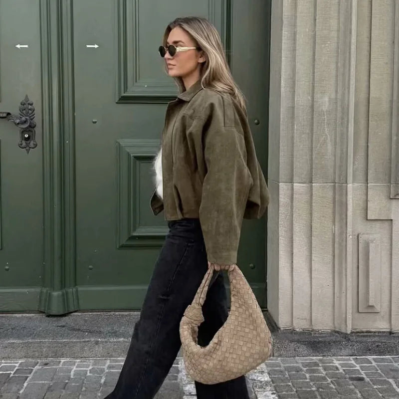 Oversized Cropped Bomber