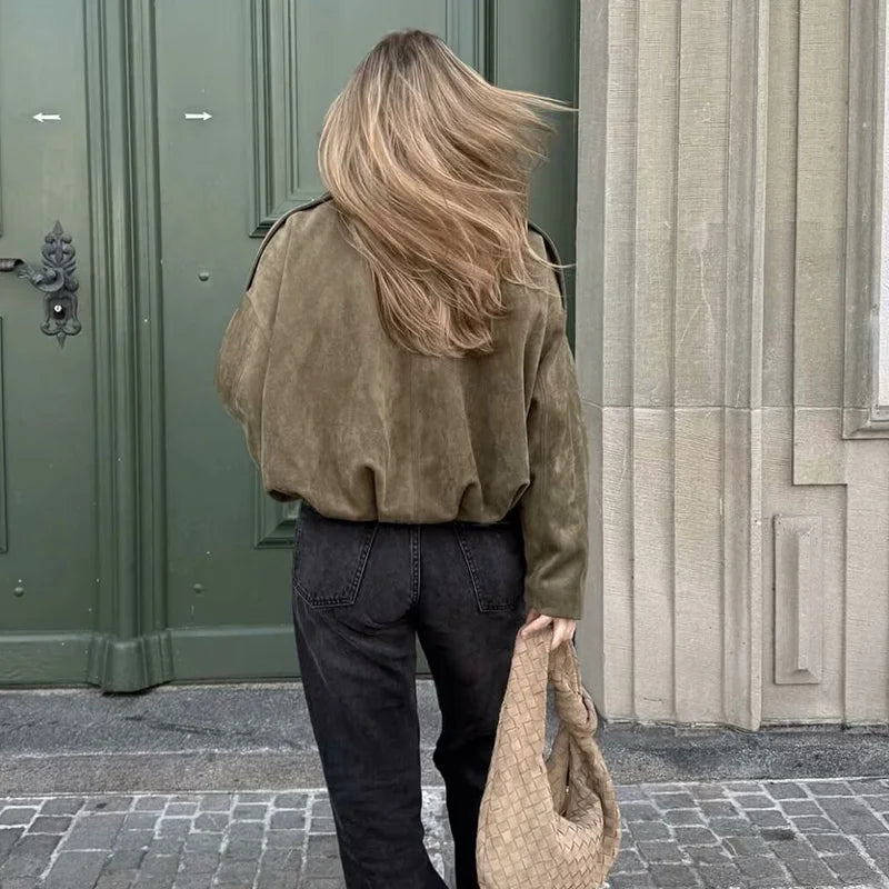 Oversized Cropped Bomber