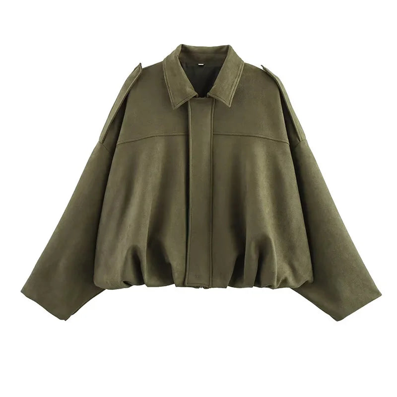 Oversized Cropped Bomber